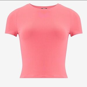 Express Ribbed Crew Neck Baby Tee in Coral Medium NWT